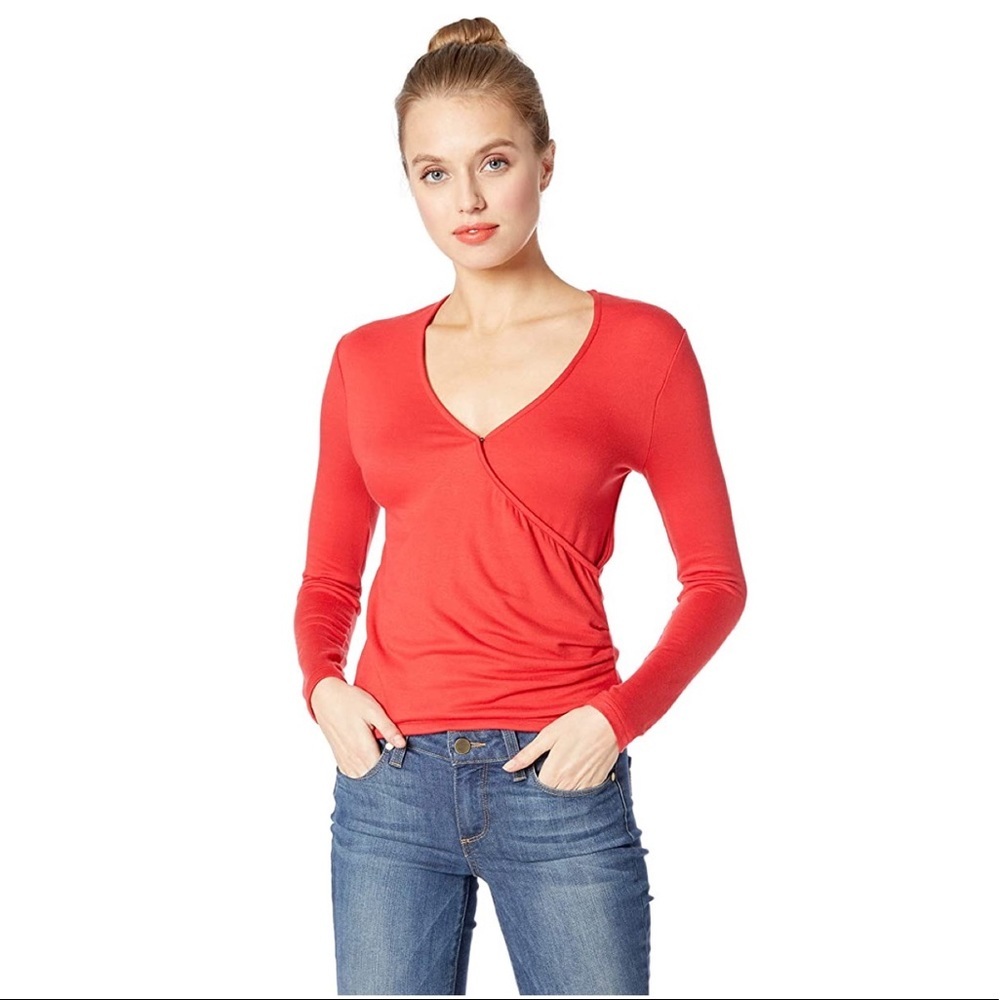 Cupcakes & Cashmere Knit Interlock Wrap Top M NWOT